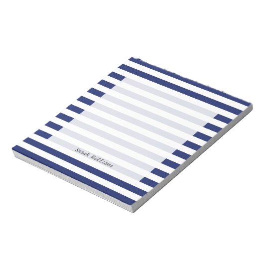 Navy Blue and White Stripe Pattern Notitieblok (Linkerzijde)