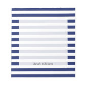 Navy Blue and White Stripe Pattern Notitieblok (Voorkant)