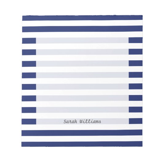Navy Blue and White Stripe Pattern Notitieblok (Voorkant)