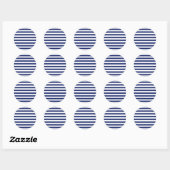 Navy Blue and White Stripe Pattern Ronde Sticker (Vel)