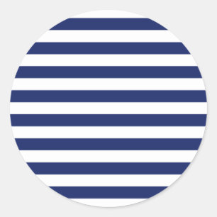 Navy Blue and White Stripe Pattern Ronde Sticker