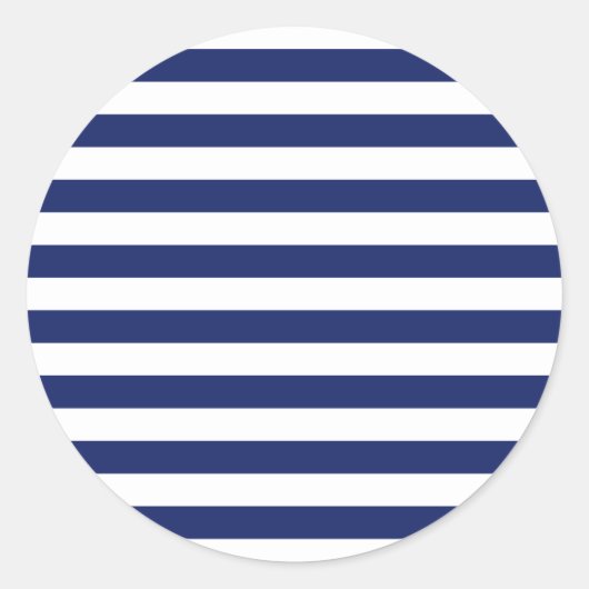 Navy Blue and White Stripe Pattern Ronde Sticker (Voorkant)