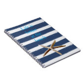 Navy Blue and White Stripes Starfish Notitieboek (Rechterzijde)