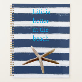 Navy Blue and White Stripes Starfish Planner