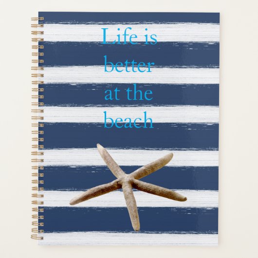 Navy Blue and White Stripes Starfish Planner (Voorkant)