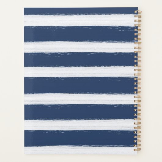 Navy Blue and White Stripes Starfish Planner (Achterkant)