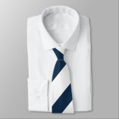 Navy Blue and White Stripes Stropdas (Gebonden)