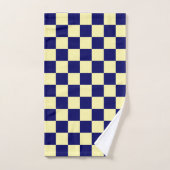 Navy Blue and Yellow Checkerboard Pattern Bad Handdoek (Handdoek)