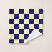 Navy Blue and Yellow Checkerboard Pattern Bad Handdoek (Wasdoekje)