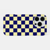 Navy Blue and Yellow Checkerboard Pattern iPhone Hoesje (Achterkant horizontaal)