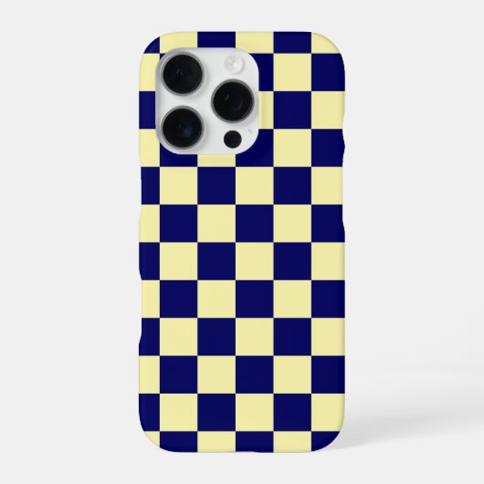 Navy Blue and Yellow Checkerboard Pattern iPhone Hoesje (Achterkant)