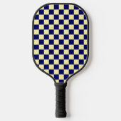 Navy Blue and Yellow Checkerboard Pattern Pickleball Paddle (Voorkant)