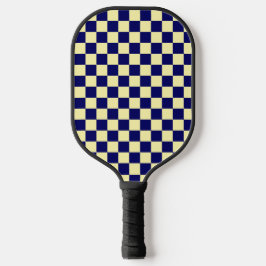 Navy Blue and Yellow Checkerboard Pattern Pickleball Paddle