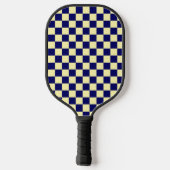 Navy Blue and Yellow Checkerboard Pattern Pickleball Paddle (Achterkant)