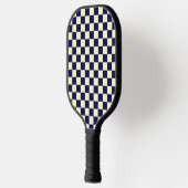 Navy Blue and Yellow Checkerboard Pattern Pickleball Paddle (Links)