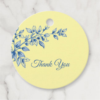 Navy Blue and Yellow Floral Thank You Card Bedankjes Labels