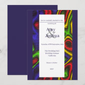 Navy-Blue Ankara bruiloft uitnodiging (Voorkant / Achterkant)