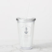 Navy Blue Anker Nautical Coastal Baby shower Acryl Drinkbeker (Achterkant)