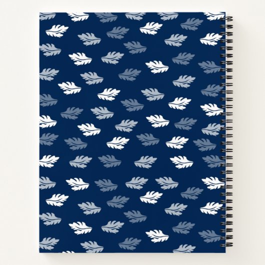 Navy Blue Antiek Leaves Monogram Notitieboek (Achterkant)
