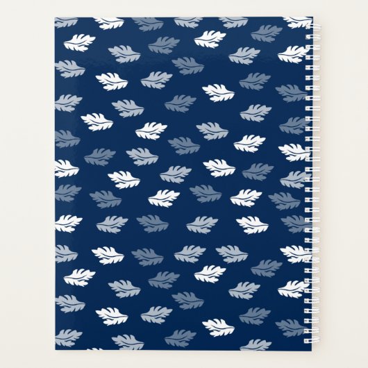 Navy Blue Antiek Leaves Monogram Planner (Achterkant)