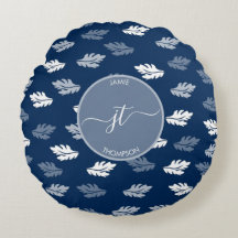 Navy Blue Antiek Leaves Monogram
