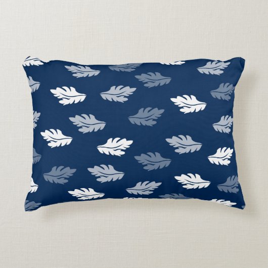 Navy Blue Antiek Leaves Pattern Accent Kussen (Voorkant)