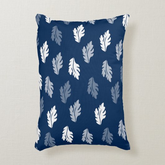 Navy Blue Antiek Leaves Pattern Accent Kussen (Voorkant(Verticaal))