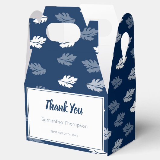 Navy Blue Antiek Leaves Pattern Bedankdoosjes (Geopend)
