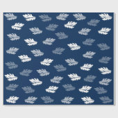 Navy Blue Antiek Leaves Pattern Cadeaupapier (Vlak)