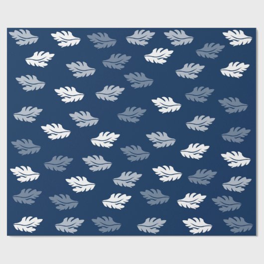 Navy Blue Antiek Leaves Pattern Cadeaupapier (Vlak)