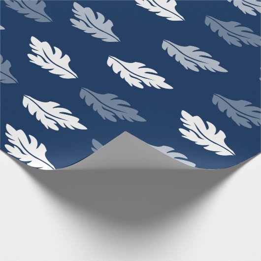 Navy Blue Antiek Leaves Pattern Cadeaupapier (Hoek)