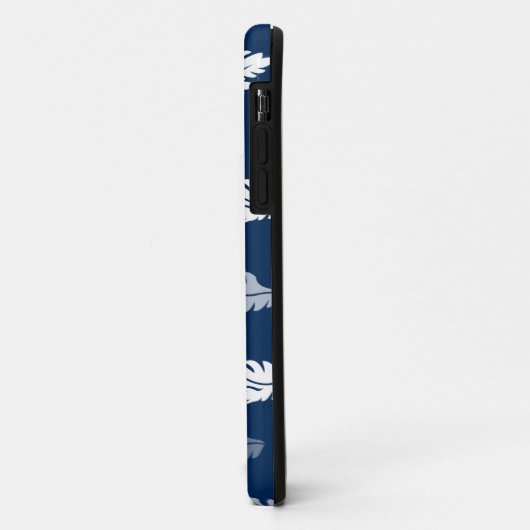Navy Blue Antiek Leaves Pattern Case-Mate iPhone Case (Achterkant/links)