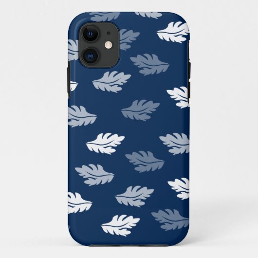 Navy Blue Antiek Leaves Pattern Case-Mate iPhone Case (Achterkant)