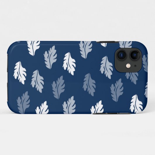 Navy Blue Antiek Leaves Pattern Case-Mate iPhone Case (Achterkant (horizontaal))