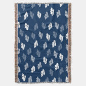 Navy Blue Antiek Leaves Pattern Deken (Voorkant Verticaal)