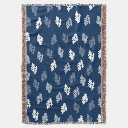 Navy Blue Antiek Leaves Pattern Deken (Voorkant Verticaal)