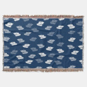 Navy Blue Antiek Leaves Pattern Deken (Voorkant)