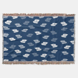 Navy Blue Antiek Leaves Pattern Deken