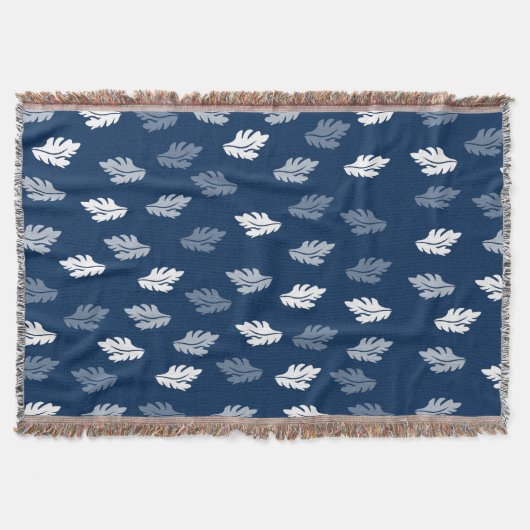 Navy Blue Antiek Leaves Pattern Deken (Voorkant)