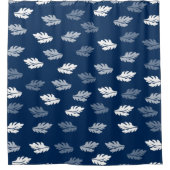 Navy Blue Antiek Leaves Pattern Douchegordijn (Voorkant)