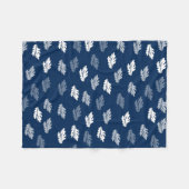 Navy Blue Antiek Leaves Pattern Fleece Deken (Voorkant (Horizontaal))