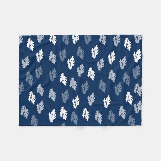 Navy Blue Antiek Leaves Pattern Fleece Deken (Voorkant (Horizontaal))