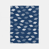Navy Blue Antiek Leaves Pattern Fleece Deken (Voorkant)