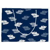 Navy Blue Antiek Leaves Pattern Groot Cadeauzakje (Achterkant)