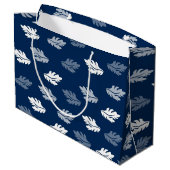 Navy Blue Antiek Leaves Pattern Groot Cadeauzakje (Achterkant Gekanteld)