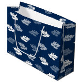 Navy Blue Antiek Leaves Pattern Groot Cadeauzakje (Voorkant Gekanteld)