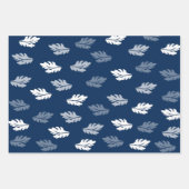 Navy Blue Antiek Leaves Pattern Inpakpapier Vel (Voorkant 2)