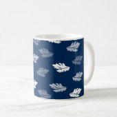 Navy Blue Antiek Leaves Pattern Koffiemok (Voorkant rechts)