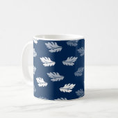 Navy Blue Antiek Leaves Pattern Koffiemok (Voorkant links)