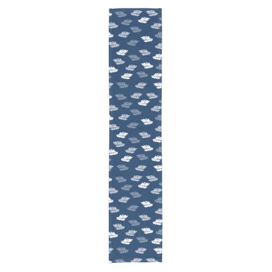 Navy Blue Antiek Leaves Pattern Korte Tafelloper (Voorkant)